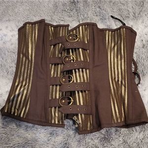 Corset with Buckle features and zipper front.